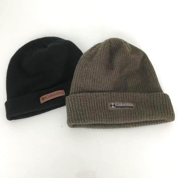 Columbia Winter Beanie Hat Bundle Army Green & Black Outdoor Stretch Mens OS - Picture 8 of 8